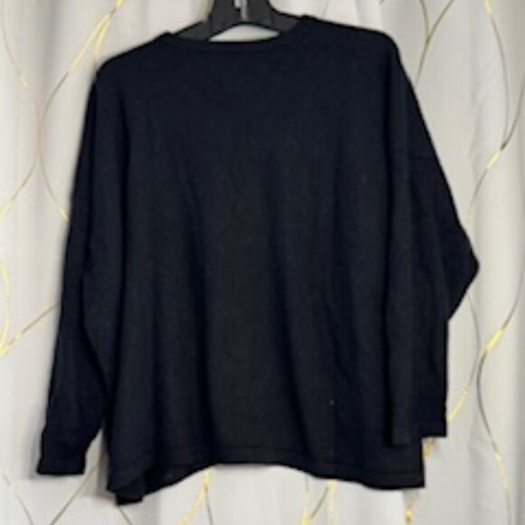 Eskandar Black Scottish Cashmere V-Neck Sweater – One Size - Picture 3 of 5
